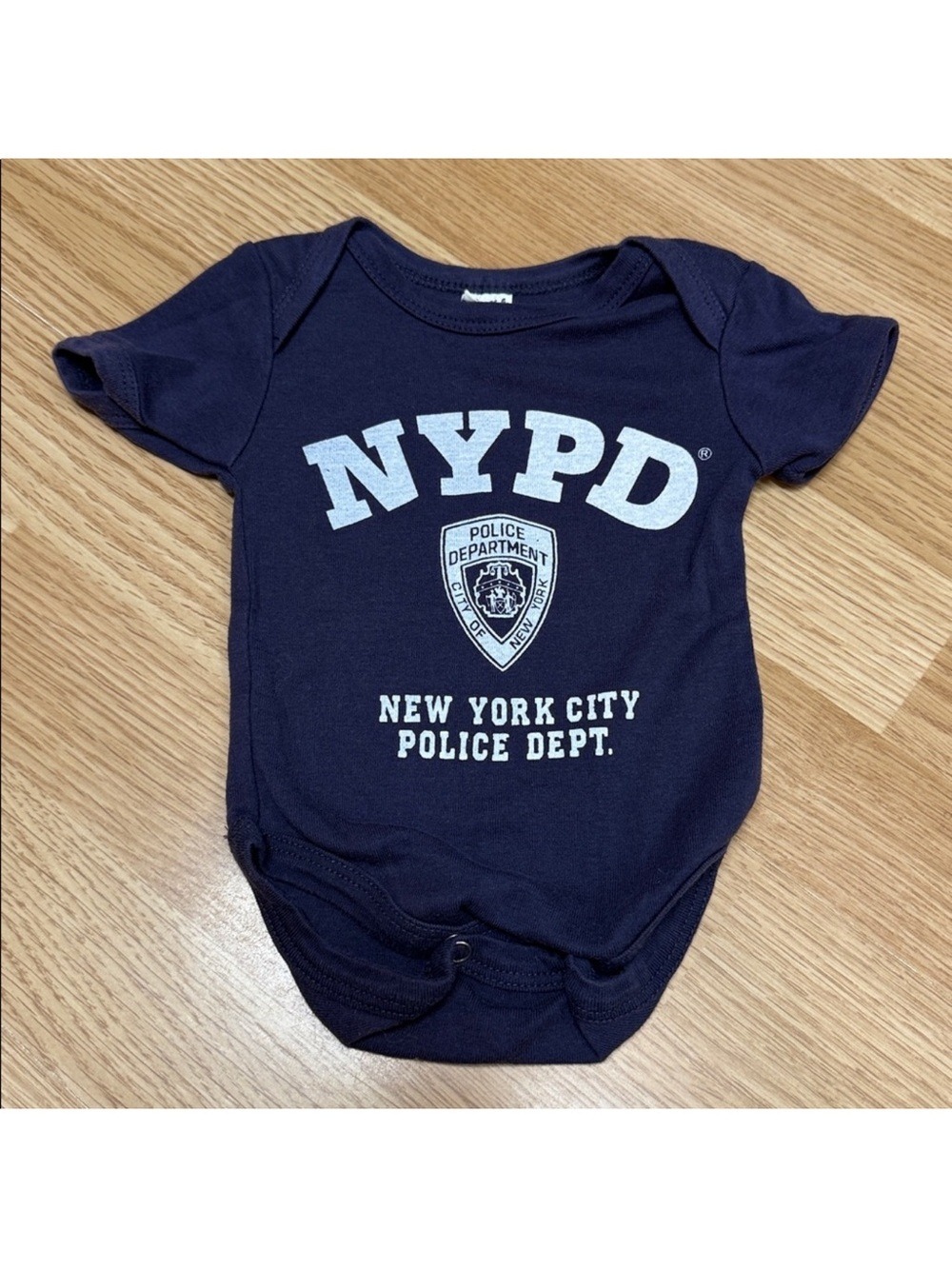 NYPD New York City Police Dept Baby Bodysuit Navy Blue 0-6 Months Cotton